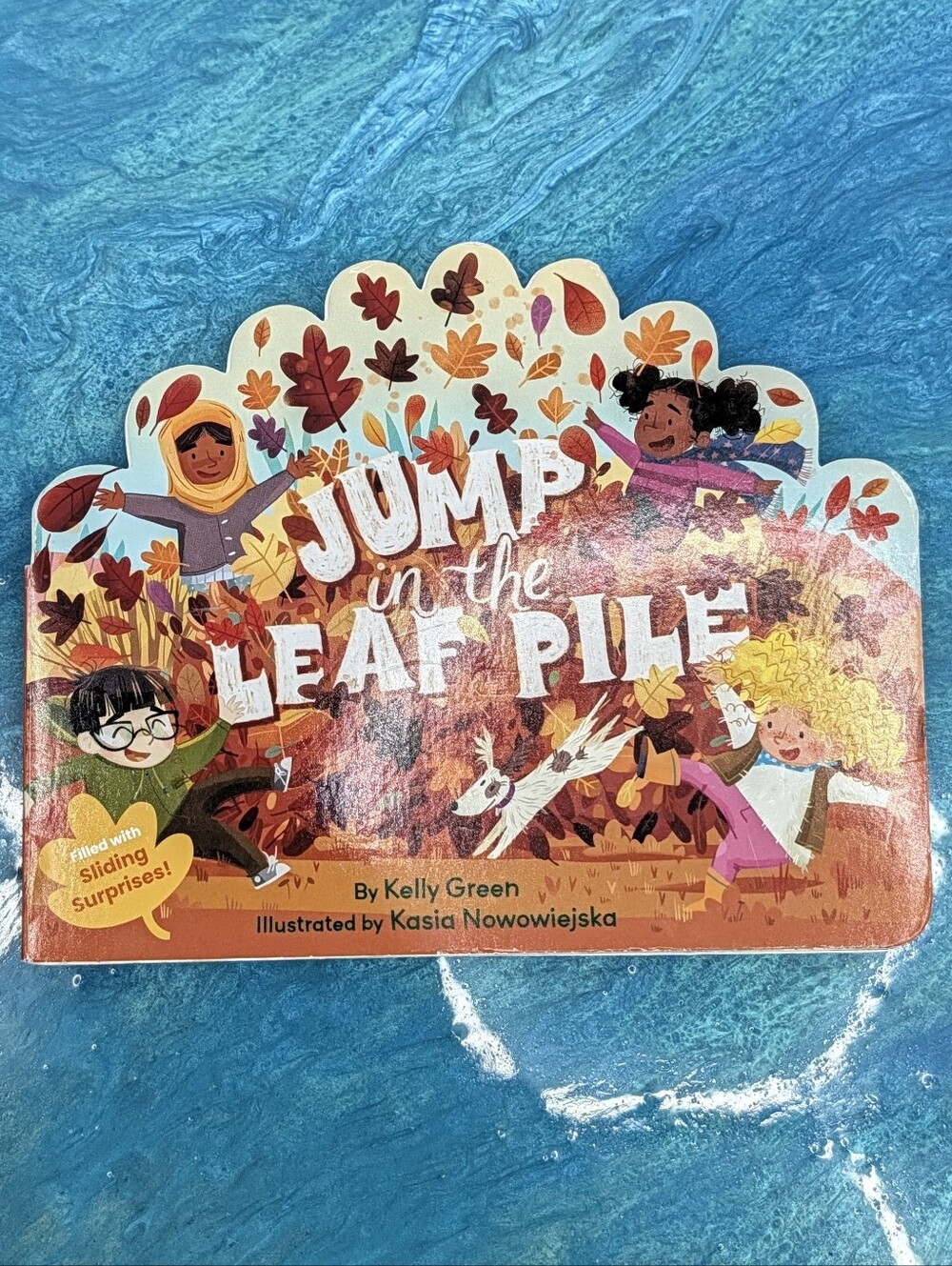 Jump in the Leaf Pile Interactive Sliding Board Book Kids Fall Autumn NEW